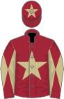 Maroon, beige star, diabolo on sleeves and star on cap