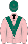 Pink, dark green chevron and cap