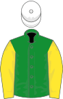 Green, yellow sleeves, white cap