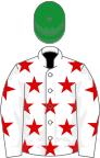 White, red stars, light green cap