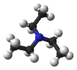 Ball and stick model of triethylamine