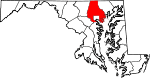 State map highlighting Baltimore County
