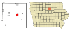 Location of Hampton, Iowa