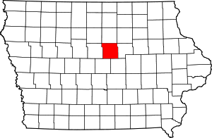 Map of Iowa highlighting Hardin County