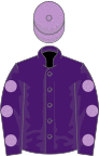 Purple, mauve spots on sleeves, mauve cap
