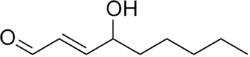 Skeletal formula of 4-hydroxynonenal ((2E)-2-en)
