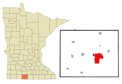 Location of the city of Fairmont within Martin County in the state of Minnesota