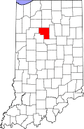 Cass County's location in Indiana