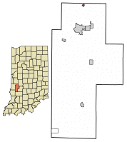 Location of Carbon in Clay County, Indiana.