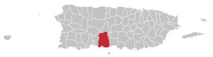 Map of Puerto Rico highlighting Ponce Municipality