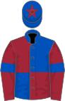Maroon and royal blue (quartered), maroon sleeves, royal blue armlets, royal blue cap, maroon star