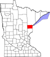 State map highlighting Carlton County