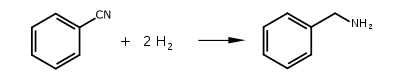 Benzonitrile hydrogenation.svg