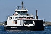 MV Loch Portain Approaching Leverburgh, 9 May 2016.jpg