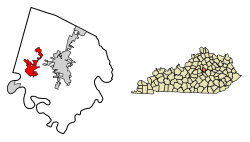 Location of Wilmore in Jessamine County, Kentucky.