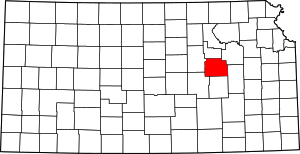 Map of Kansas highlighting Morris County