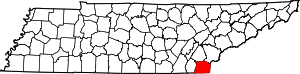 Map of Tennessee highlighting Polk County