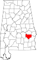 State map highlighting Bullock County