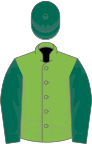 Light green, dark green sleeves and cap