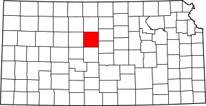 Map of Kansas highlighting Russell County