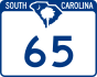 South Carolina Highway 65 marker