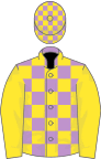 Mauve and yellow check, yellow sleeves