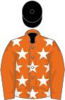 Orange, white stars on body, black cap
