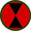 A Red circle with a Green outline and black hourglass at its center