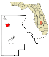 Location in Highlands County and the state of Florida