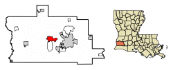 Location of Sulphur in Calcasieu Parish, Louisiana.