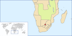 Location of Stellaland in Southern Africa (1882–1885)