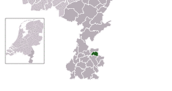 Highlighted position of Brunssum in a municipal map of Limburg