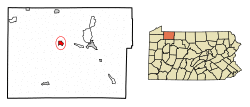 Location of Youngsville in Warren County, Pennsylvania.