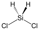 Stereo, skeletal formula of dichlorosilane with some explicit hydrogens added