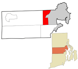 Location in Kent County and the state of Rhode Island.