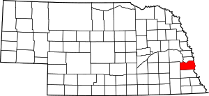 Map of Nebraska highlighting Cass County