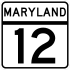 Maryland Route 12 marker