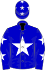 Blue, white star, white stars on sleeves and cap