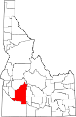 Map of Idaho highlighting Elmore County