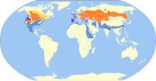 Mareca strepera map.svg
