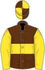 Brown, yellow hoop and sleeves, quartered cap