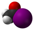 Spacefill model of acetyl iodide