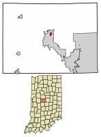 Location of Ulen in Boone County, Indiana.