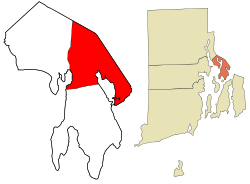 Location in Bristol County and the state of Rhode Island