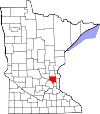 State map highlighting Anoka County