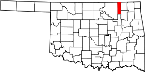 Map of Oklahoma highlighting Washington County