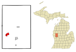 Newaygo County Michigan Incorporated and Unincorporated areas Fremont Highlighted.svg