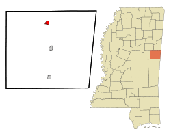 Location of Brooksville, Mississippi