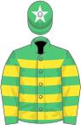 Emerald green, yellow hoops, Emerald Green cap, White star