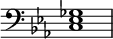 { \override Score.TimeSignature #'stencil = ##f \time 4/4 \key c \minor \clef bass << { <c ees ges>1 } >> }